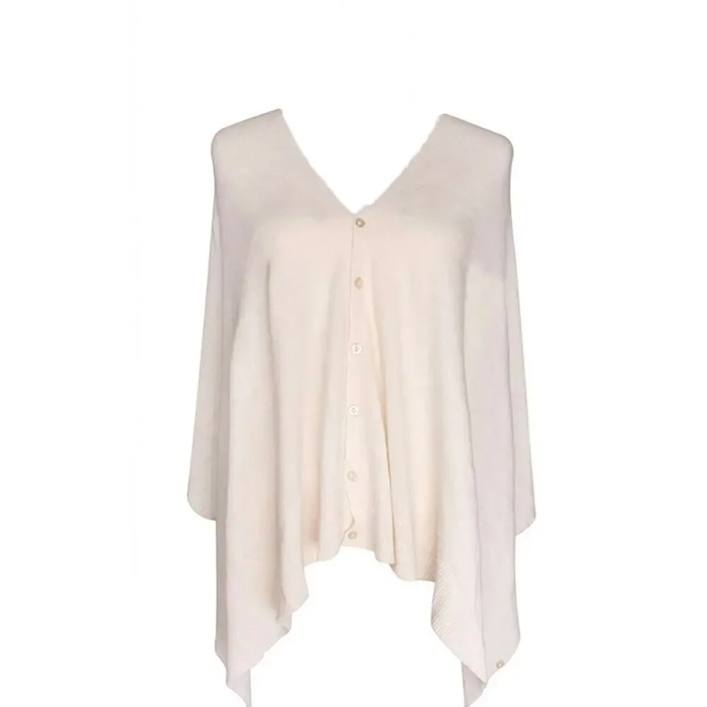 Ivory Button Shawl Shrug Wrap 60